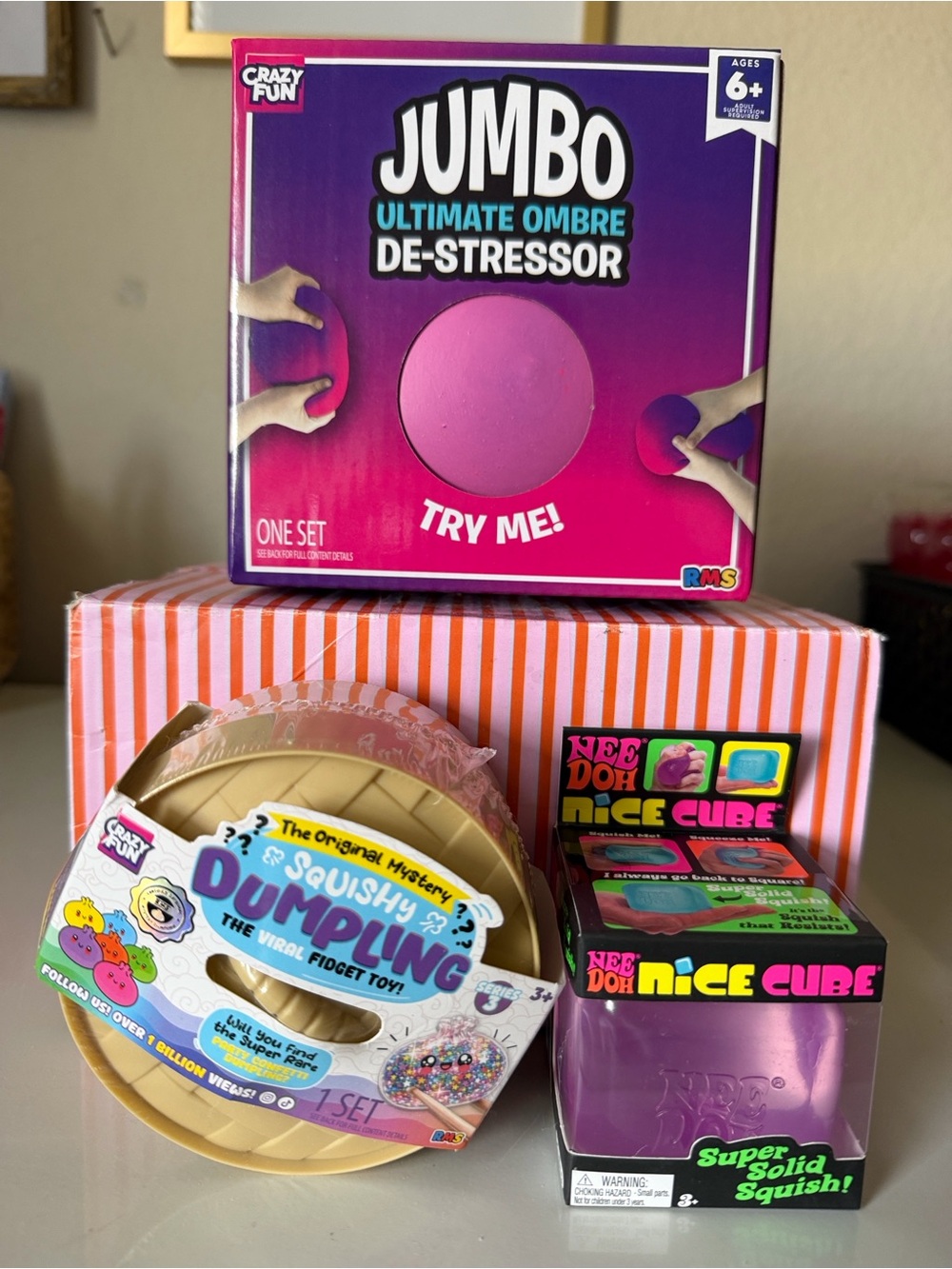 💜Crazy Fun Jumbo Ultimate Ombre Squishy-RMS Dumpling “Confetti” NeeDoh Nice Cube